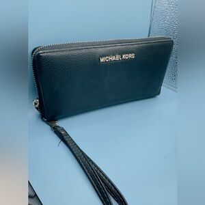 Michael Kors Black Leather Wristlet